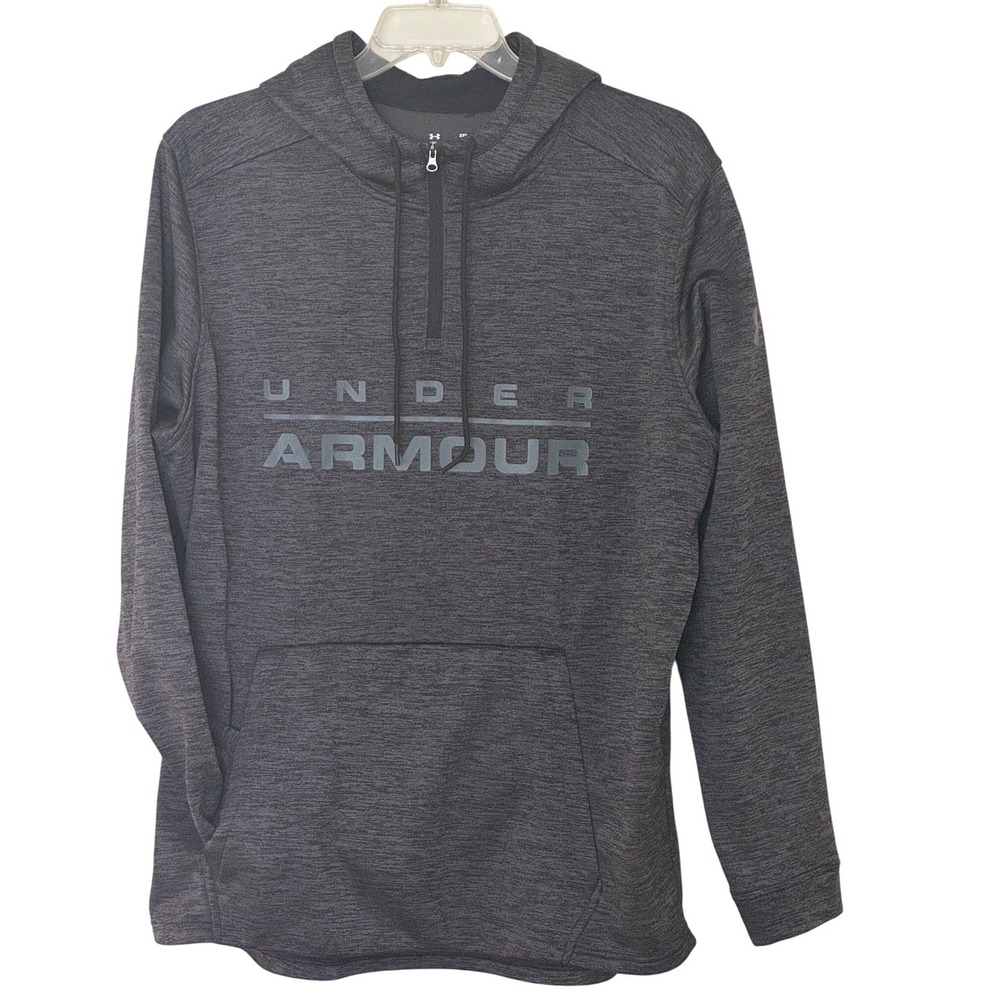 Under Armour Hoodie Charcoal Gray ColdGear Quarter Zip Heathered Mens 2XL